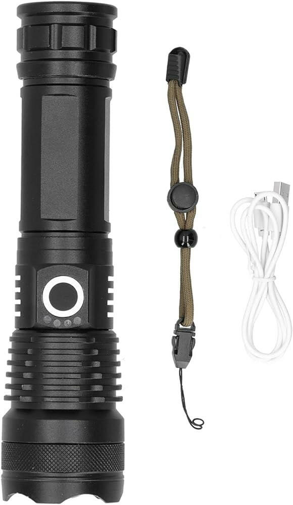 P50 LED Tactical Flashlight -5 Modes, Zoom Adjustable, USB Rechargeable Focus Flashlight