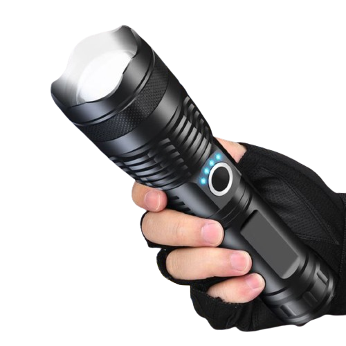 P50 LED Tactical Flashlight -5 Modes, Zoom Adjustable, USB Rechargeable Focus Flashlight